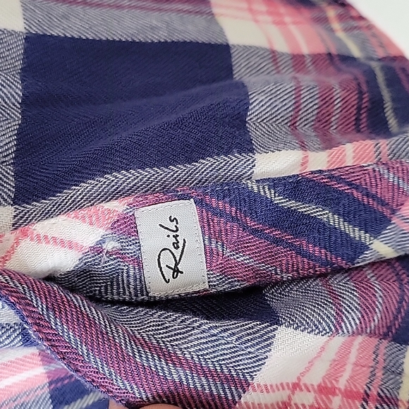 Rails blue flannel long sleeve shirt size women's size small - Picture 7 of 15